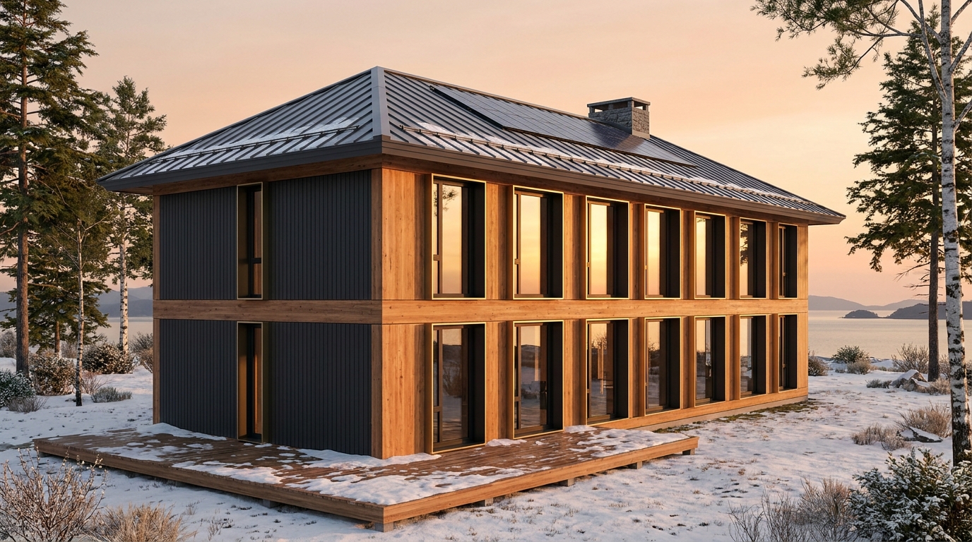 南の蔵 外観 — AI render based on BIM specs