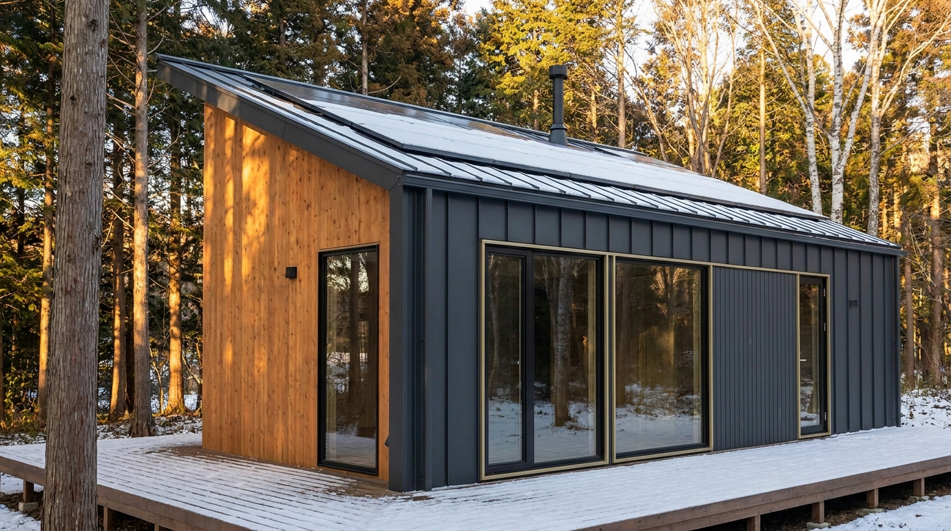 北の小屋 外観 — AI render based on BIM specs