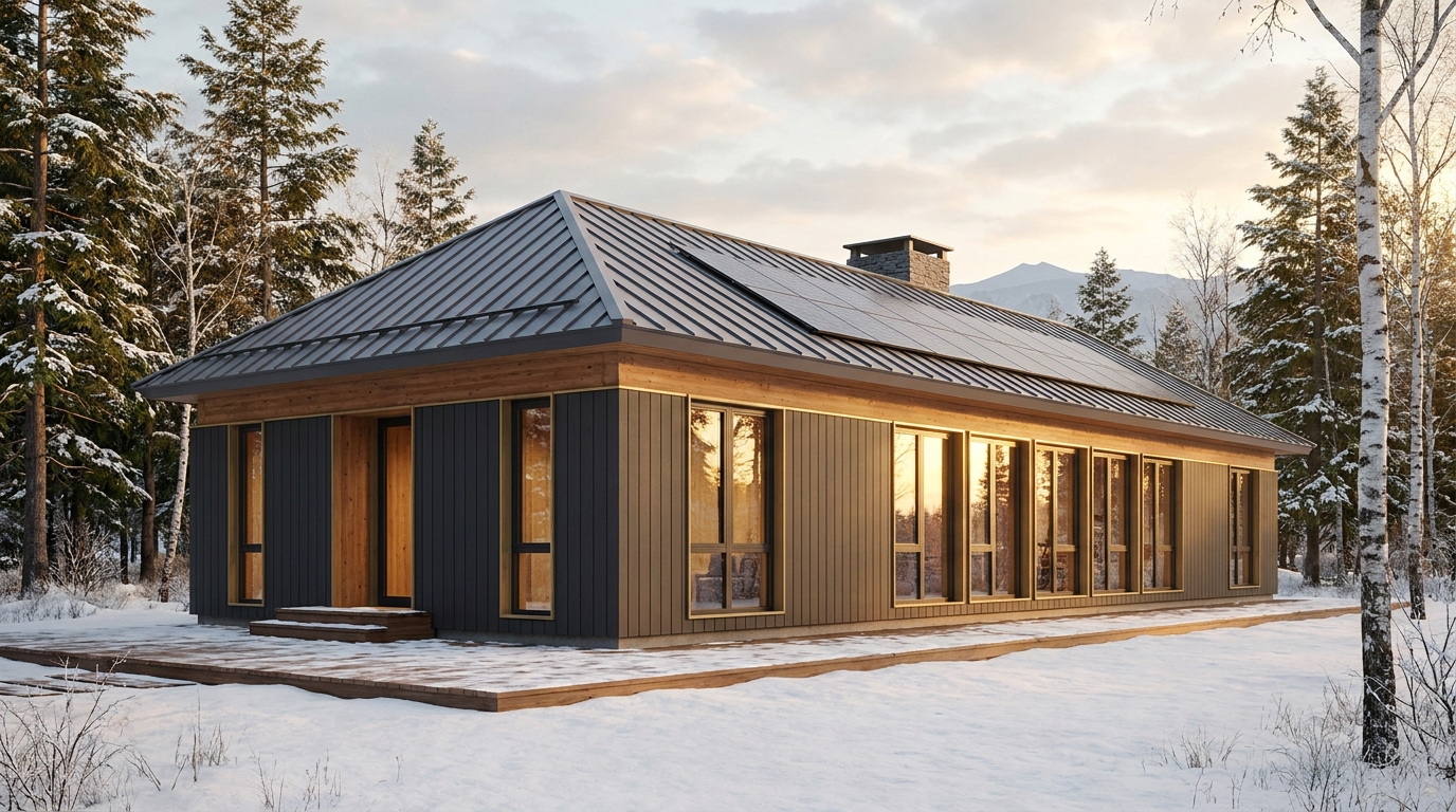 雪の里 外観 — AI render based on BIM specs