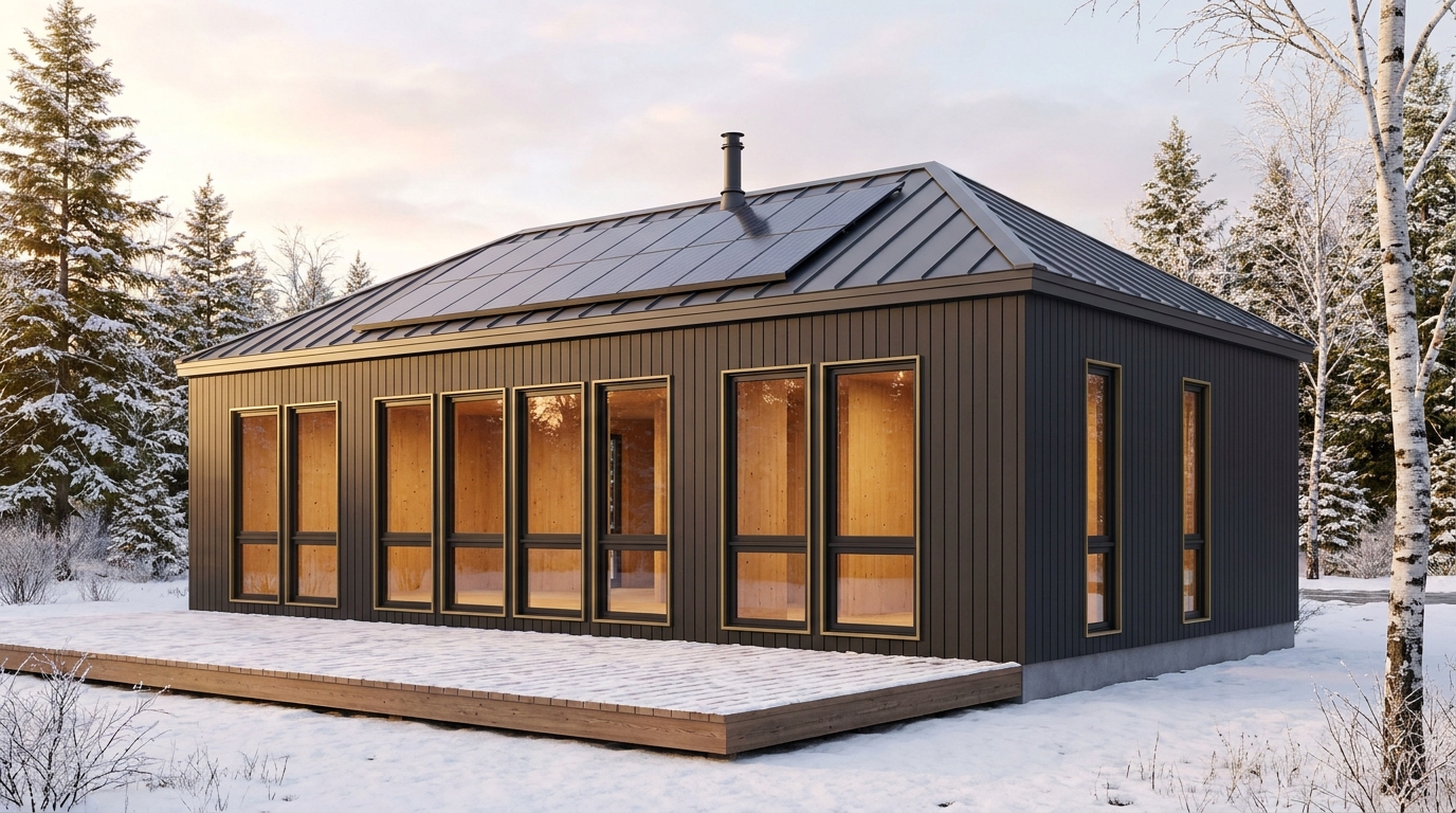 湖の巣 外観 — AI render based on BIM specs