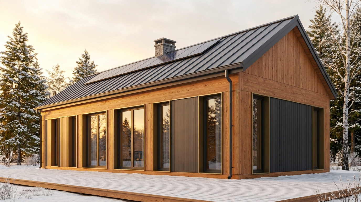 森の庵 外観 — AI render based on BIM specs
