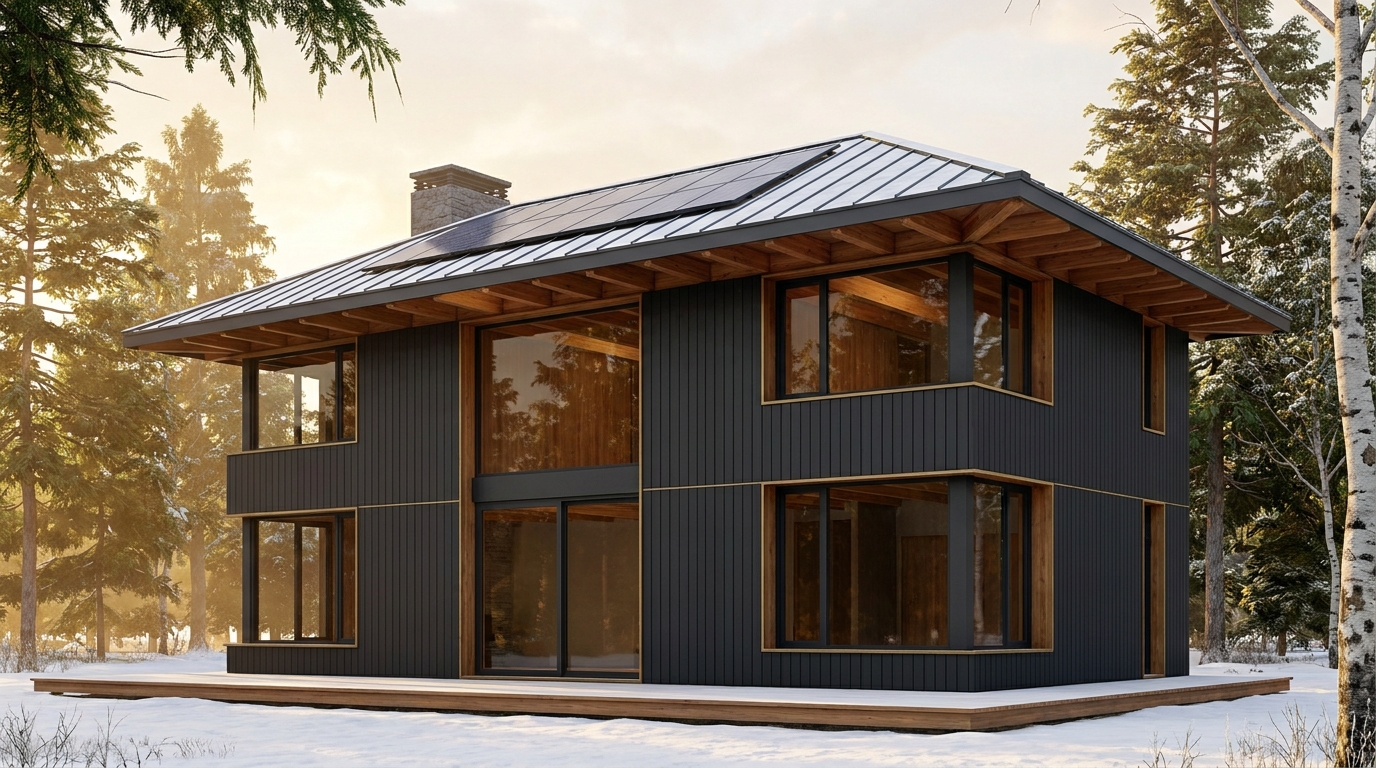 風の家 外観 — AI render based on BIM specs