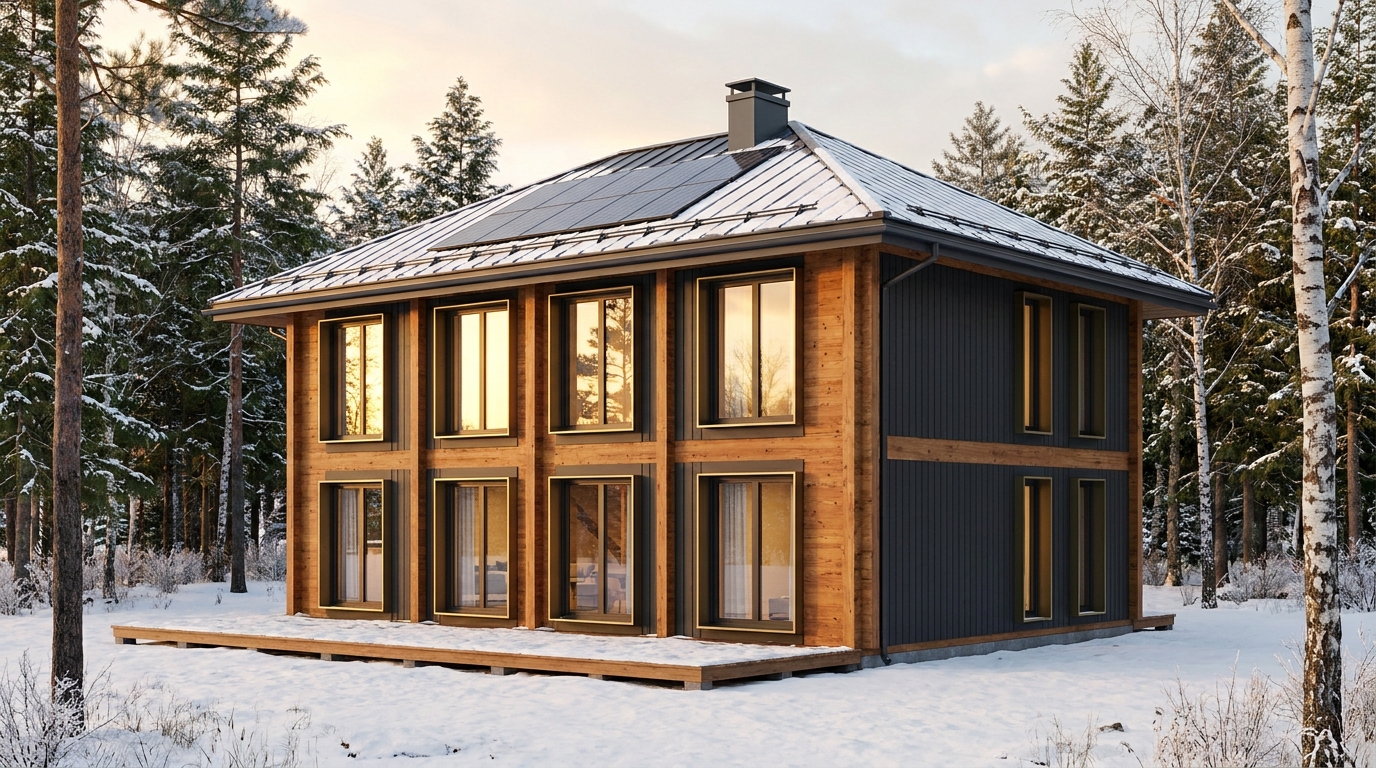 湖の巣 外観 — AI render based on BIM specs