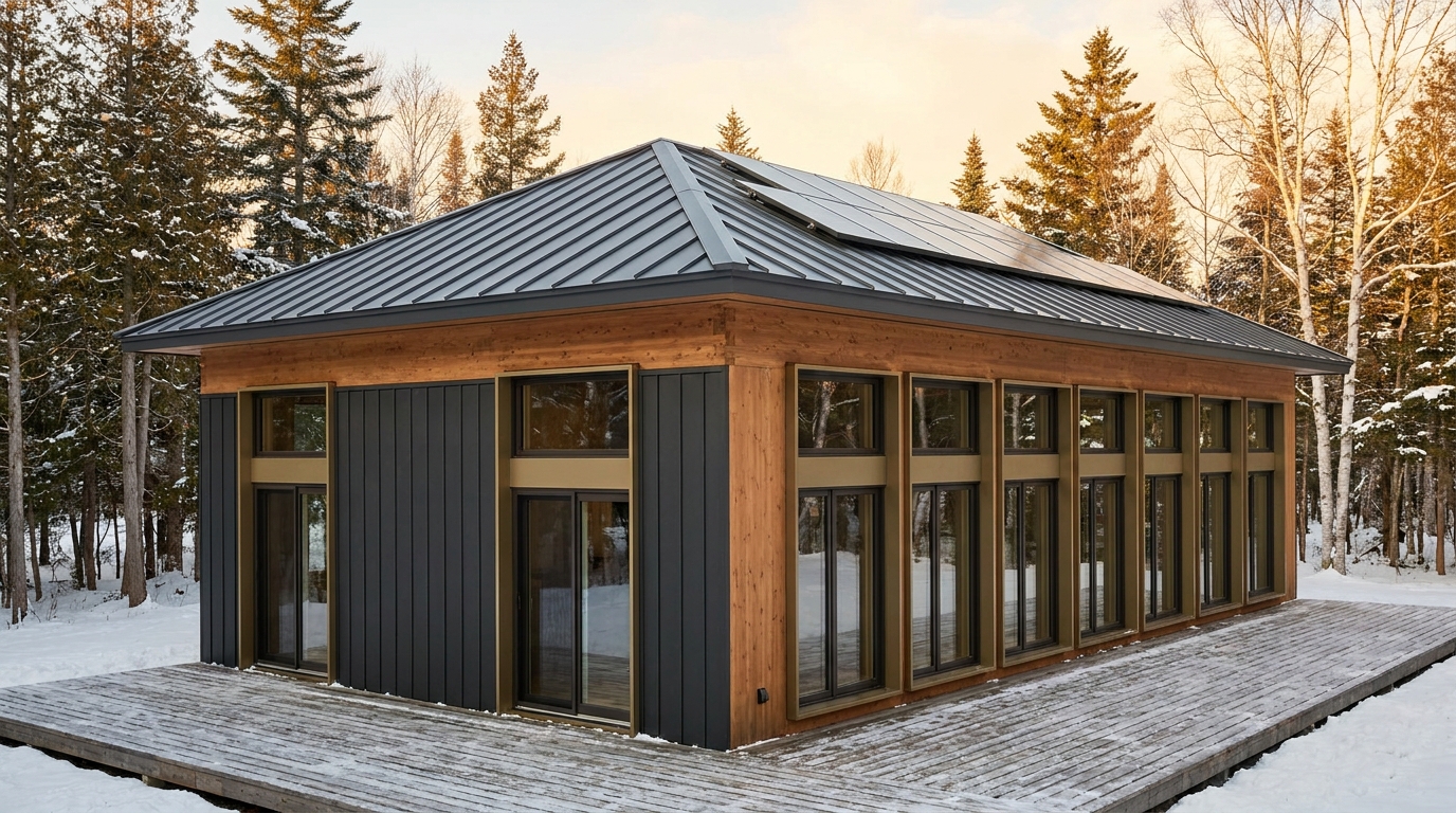 雪の巣 外観 — AI render based on BIM specs