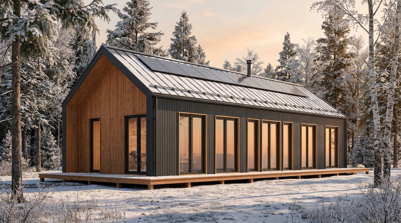 霜の家 外観 — AI render based on BIM specs
