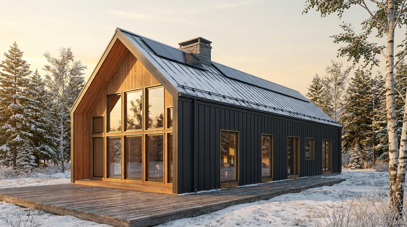 森の庵 外観 — AI render based on BIM specs