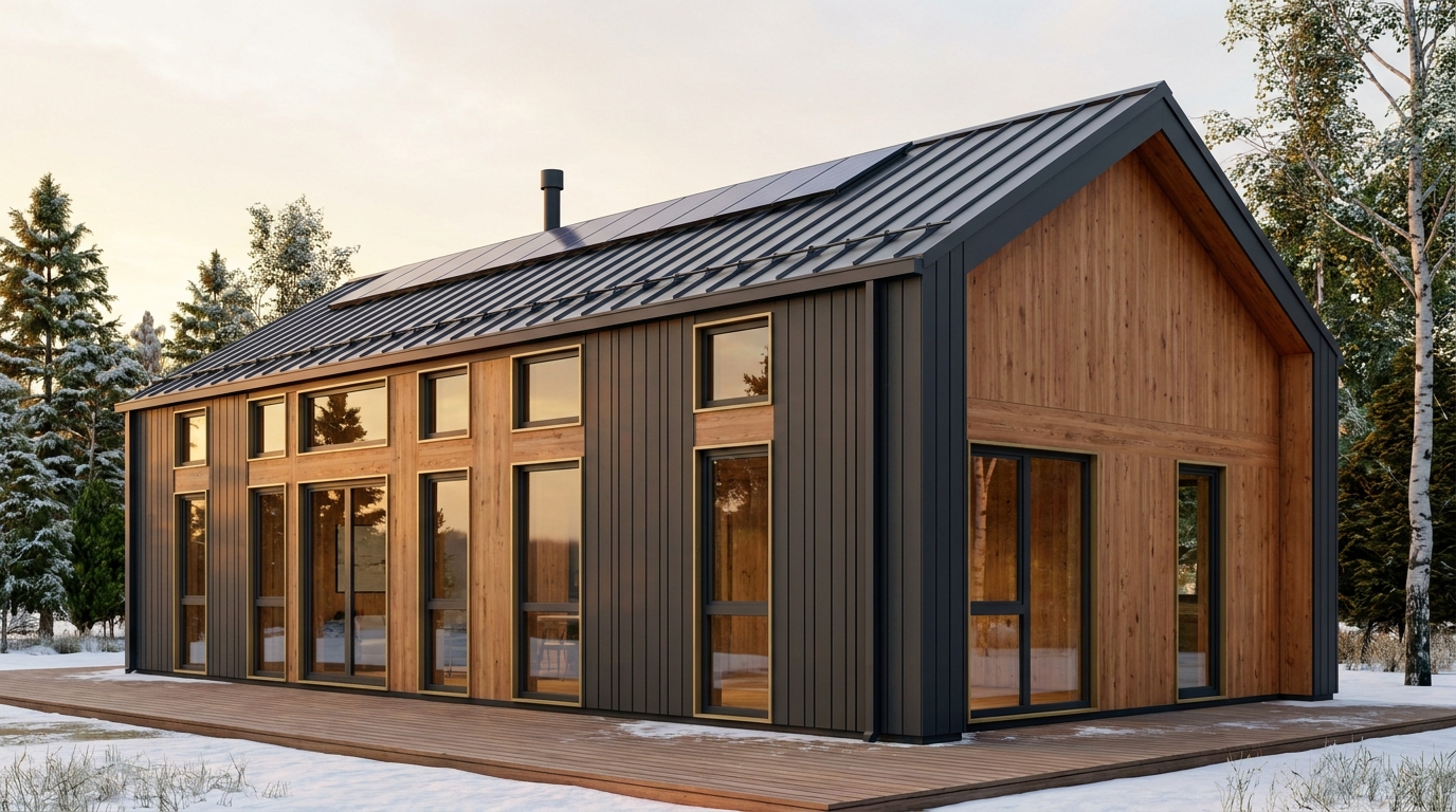 湖の巣 外観 — AI render based on BIM specs