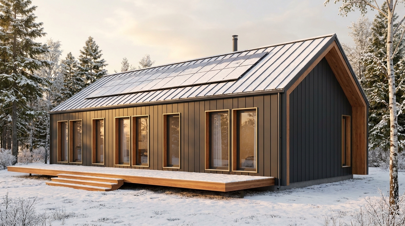 西の巣 外観 — AI render based on BIM specs