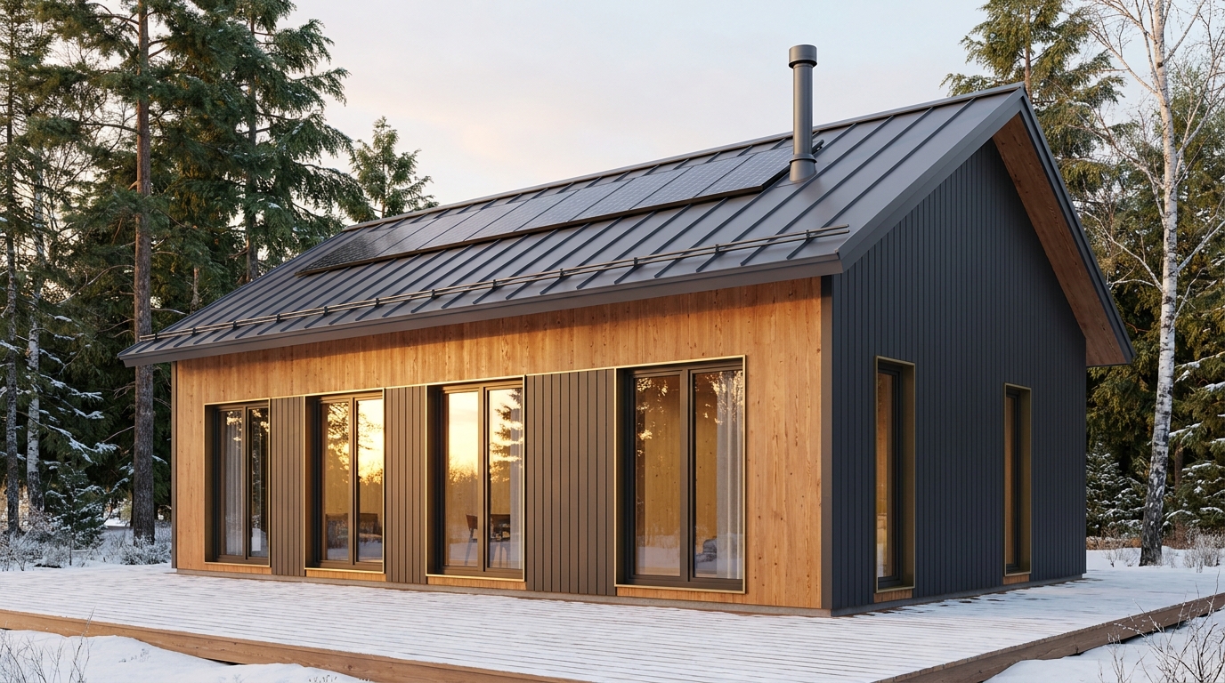 雨の巣 外観 — AI render based on BIM specs