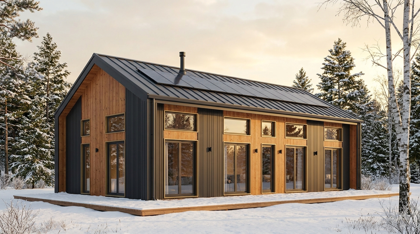 北の小屋 外観 — AI render based on BIM specs