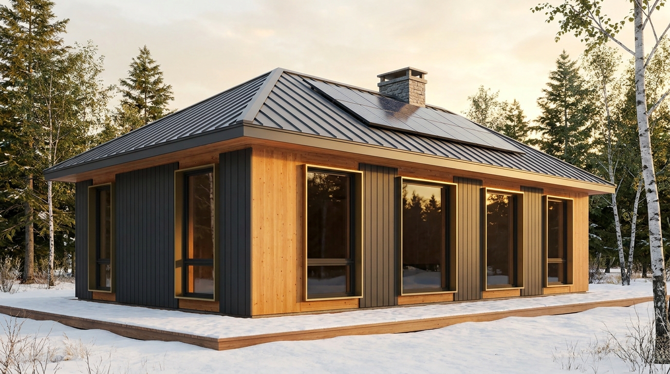 北の小屋 外観 — AI render based on BIM specs