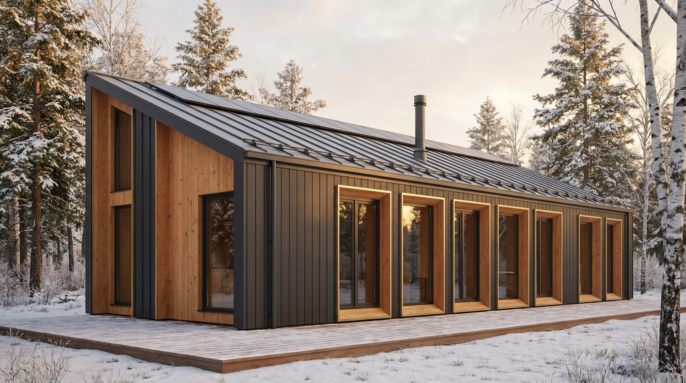 霜の家 外観 — AI render based on BIM specs