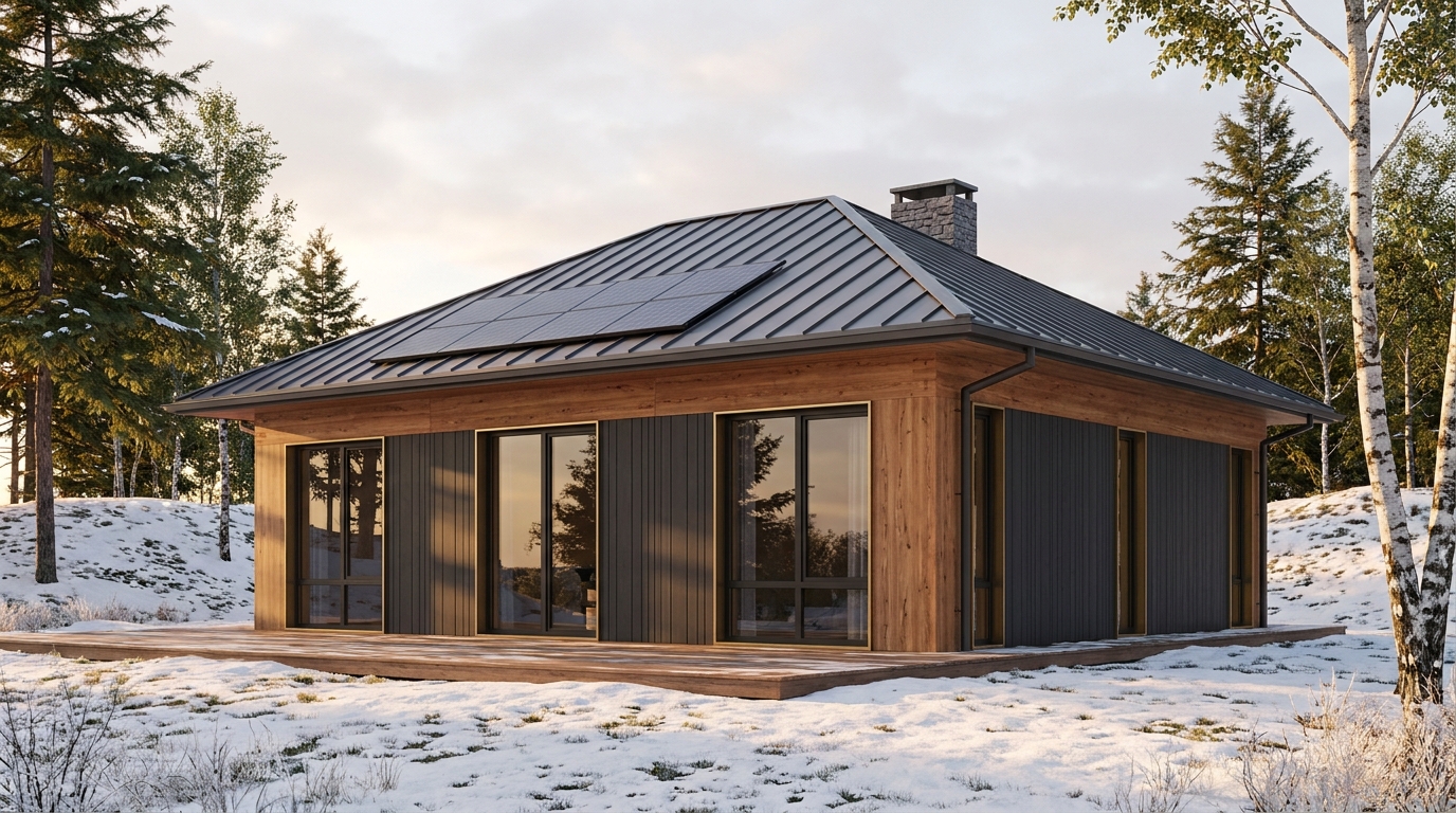 南の庵 外観 — AI render based on BIM specs