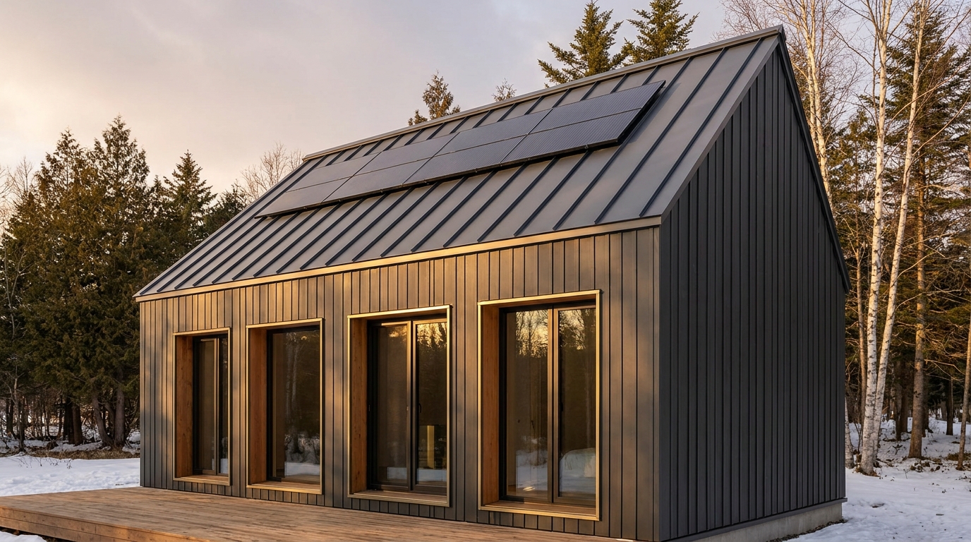 南の小屋 外観 — AI render based on BIM specs