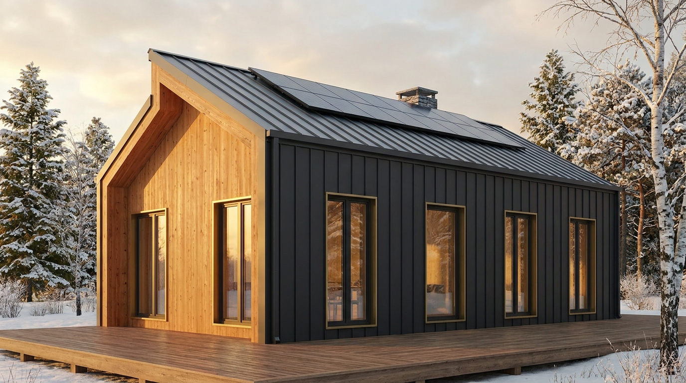 星の里 外観 — AI render based on BIM specs