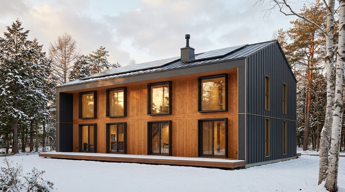 西の砦 外観 — AI render based on BIM specs