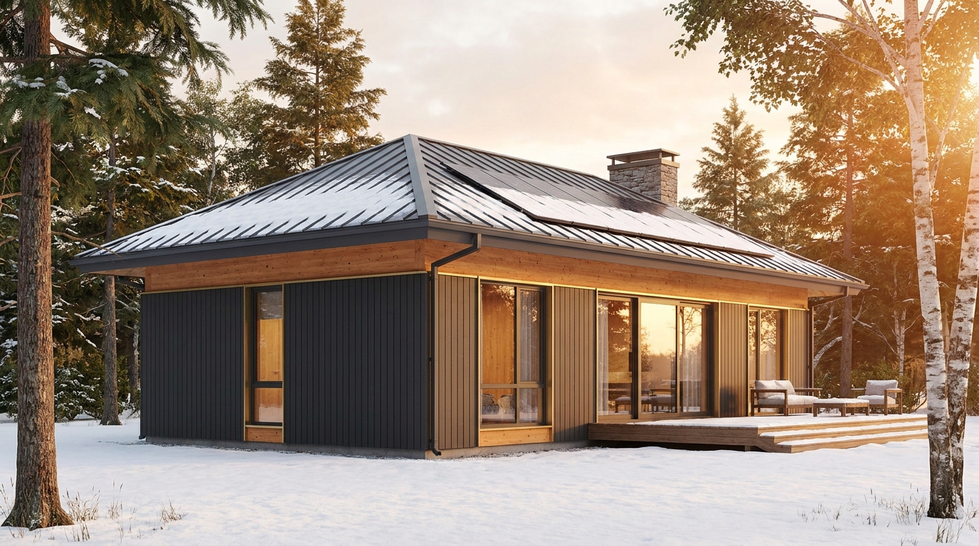 雨の里 外観 — AI render based on BIM specs