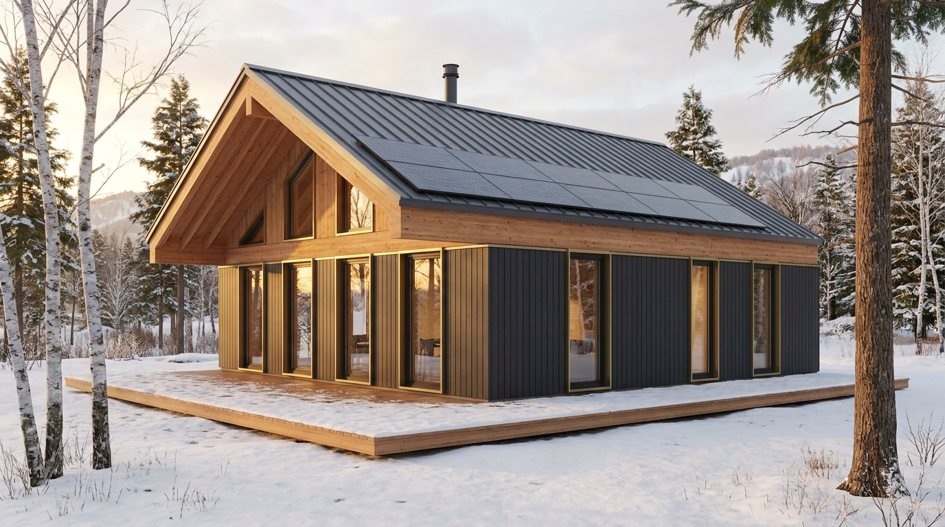 南の巣 外観 — AI render based on BIM specs