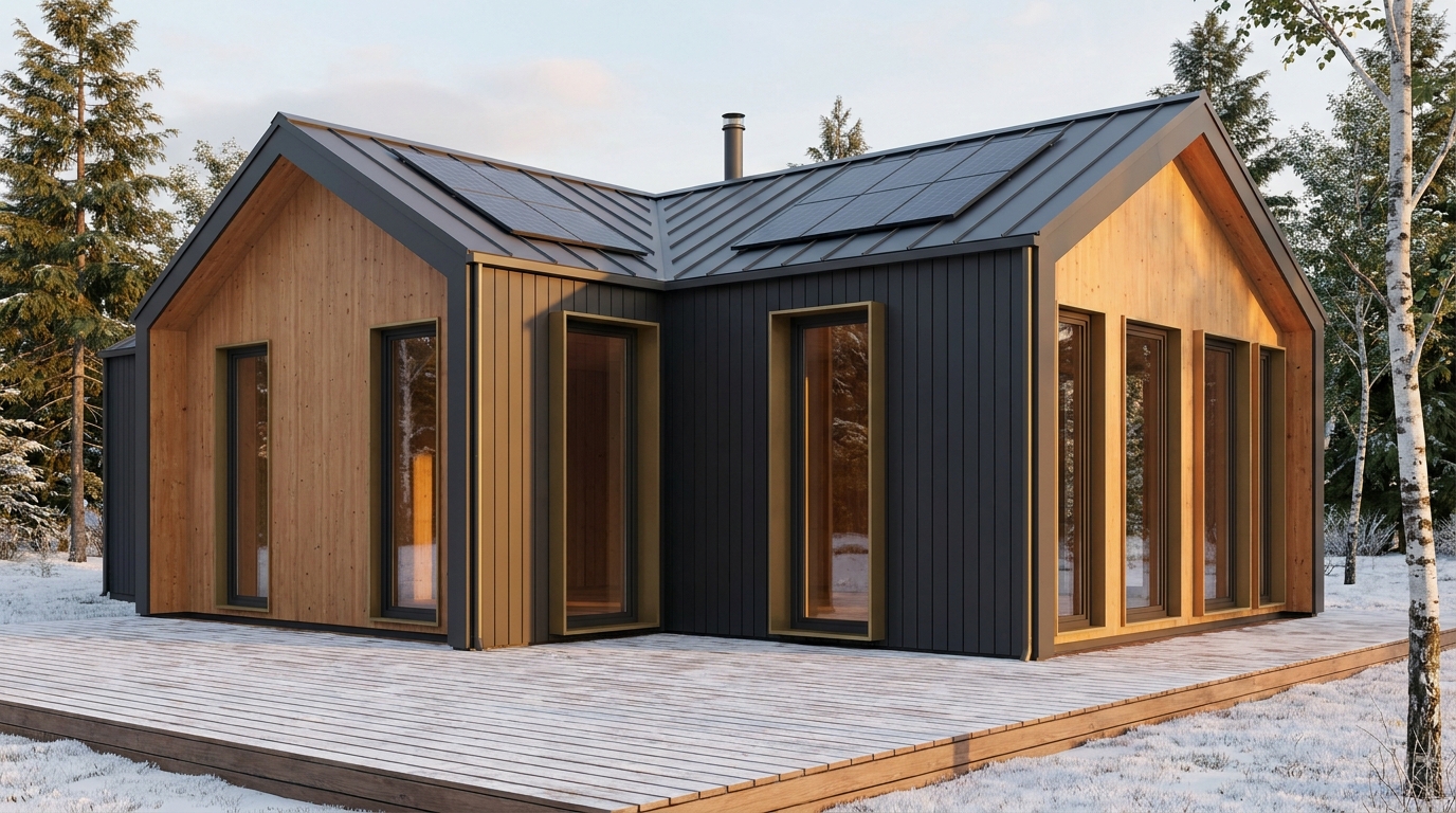 南の巣 外観 — AI render based on BIM specs