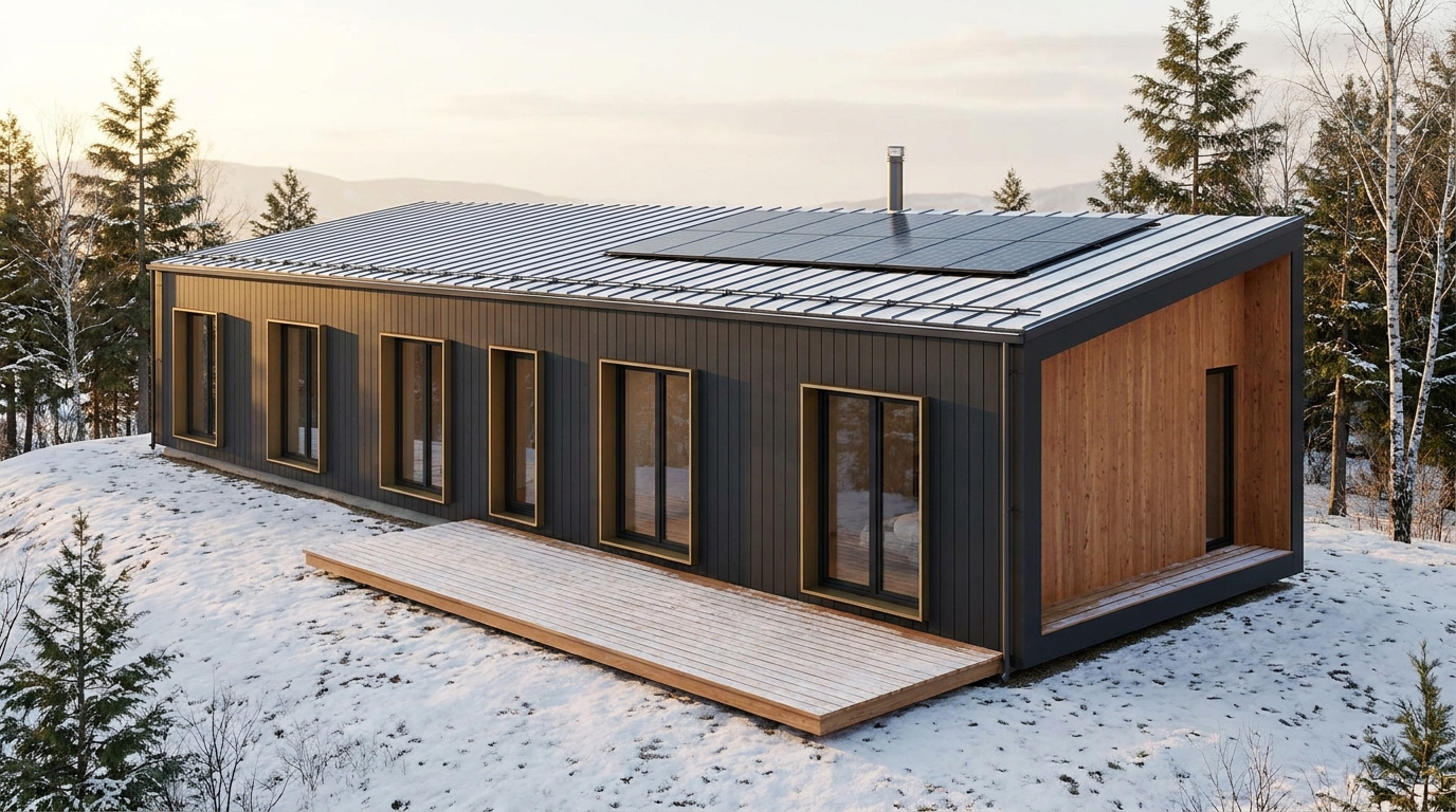 西の庵 外観 — AI render based on BIM specs