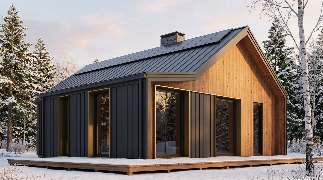 東の庵 外観 — AI render based on BIM specs