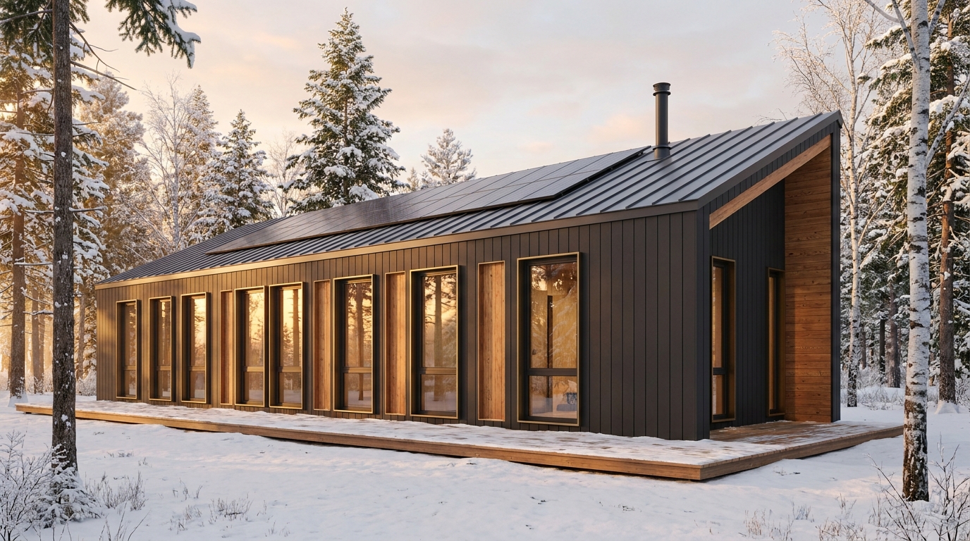 雪の巣 外観 — AI render based on BIM specs