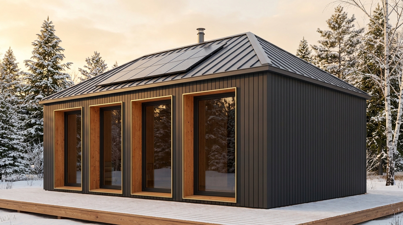 雨の巣 外観 — AI render based on BIM specs