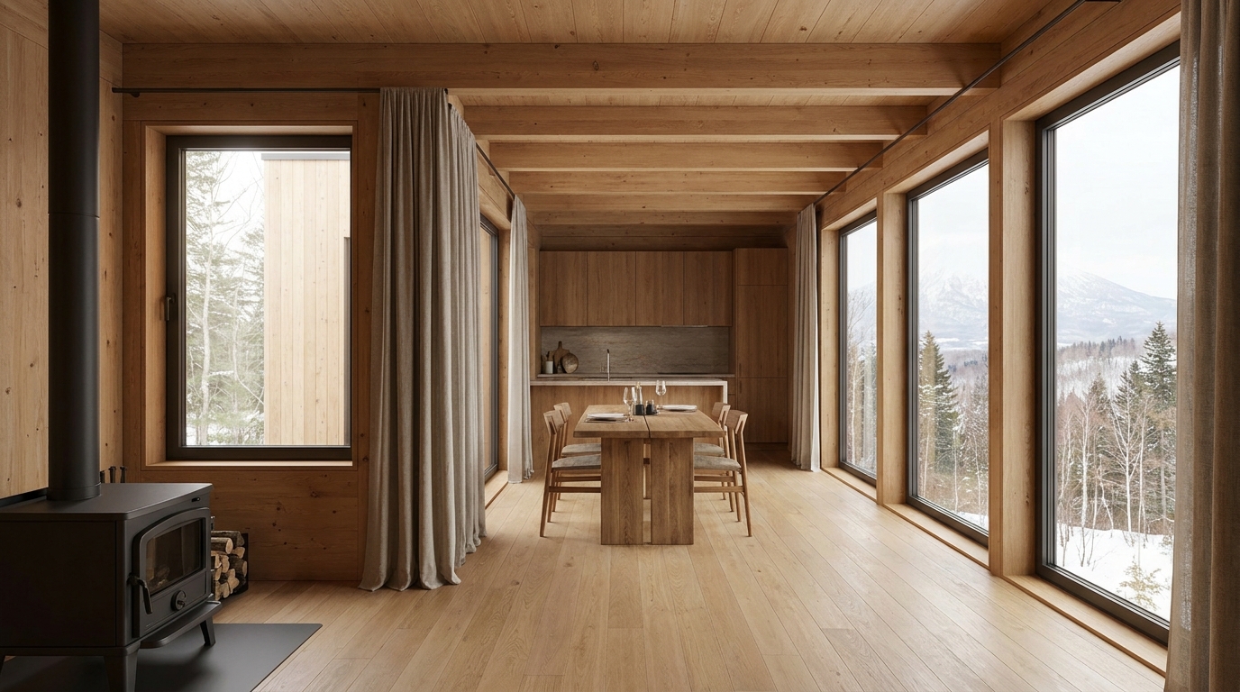 湖の小屋 内観