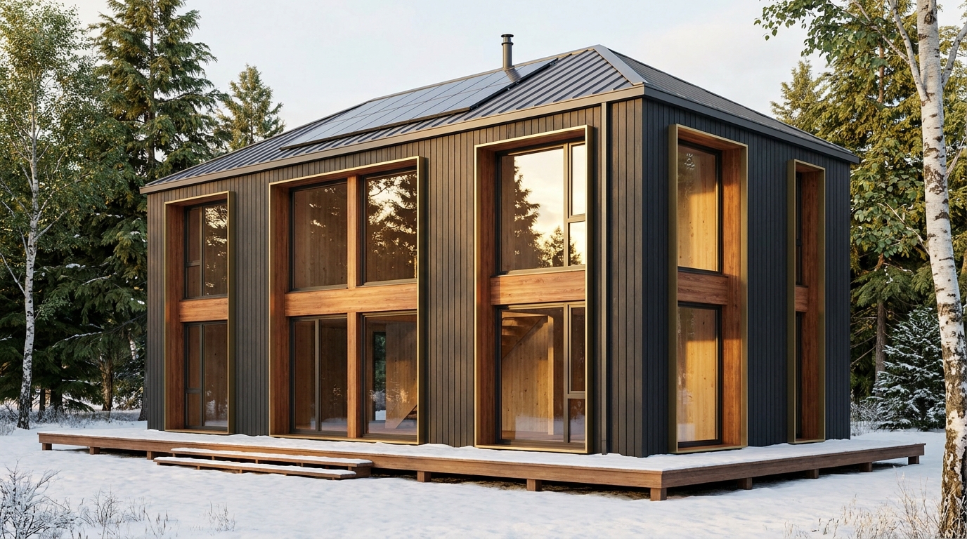 陽の庵 外観 — AI render based on BIM specs