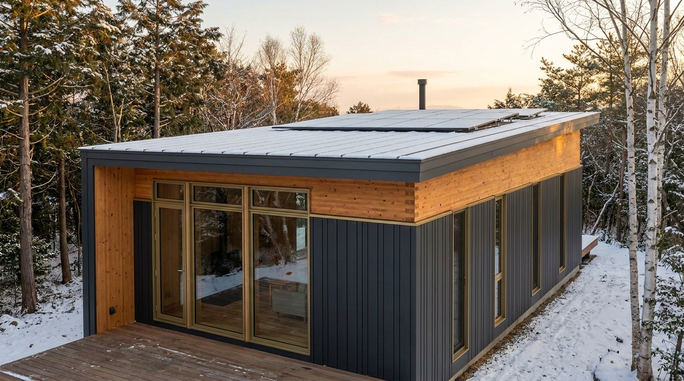 雪の館 外観 — AI render based on BIM specs
