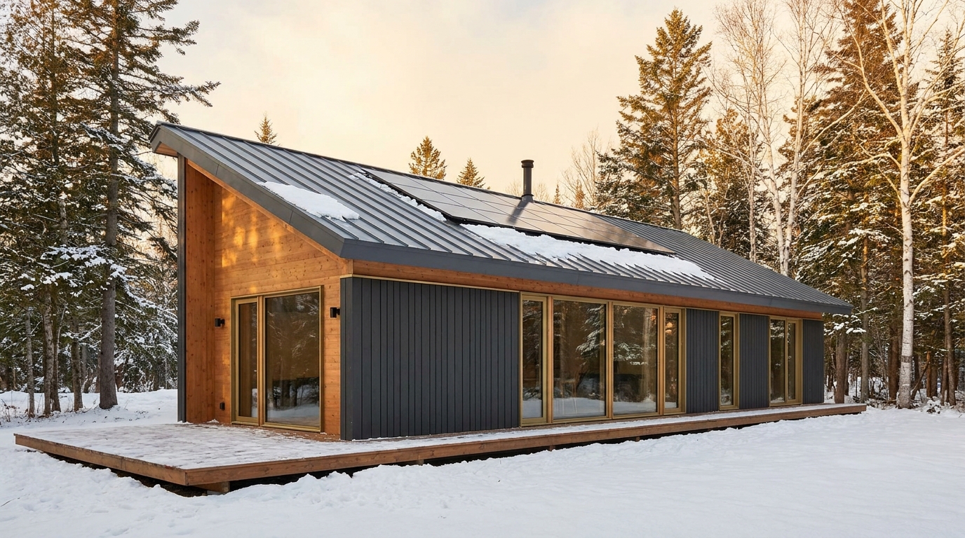 陽の小屋 外観 — AI render based on BIM specs