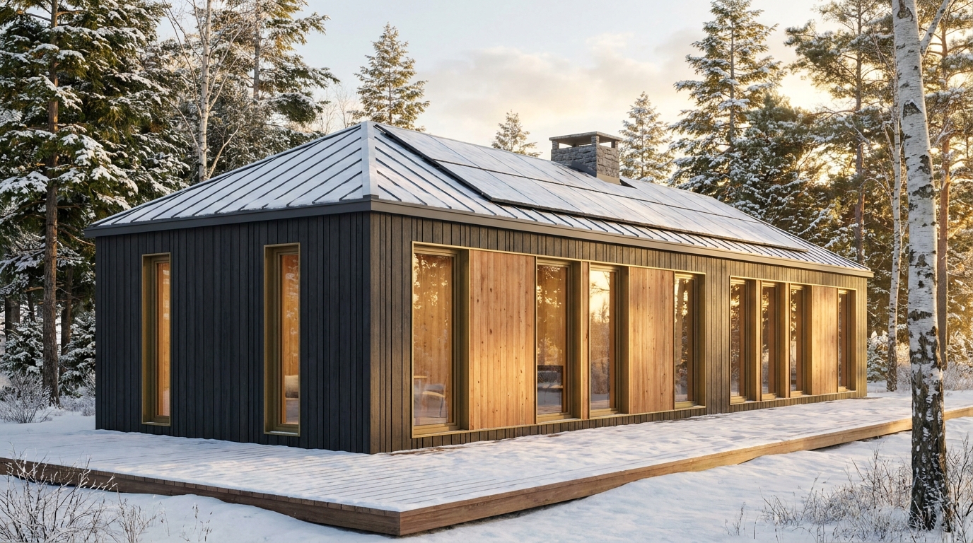 雨の里 外観 — AI render based on BIM specs