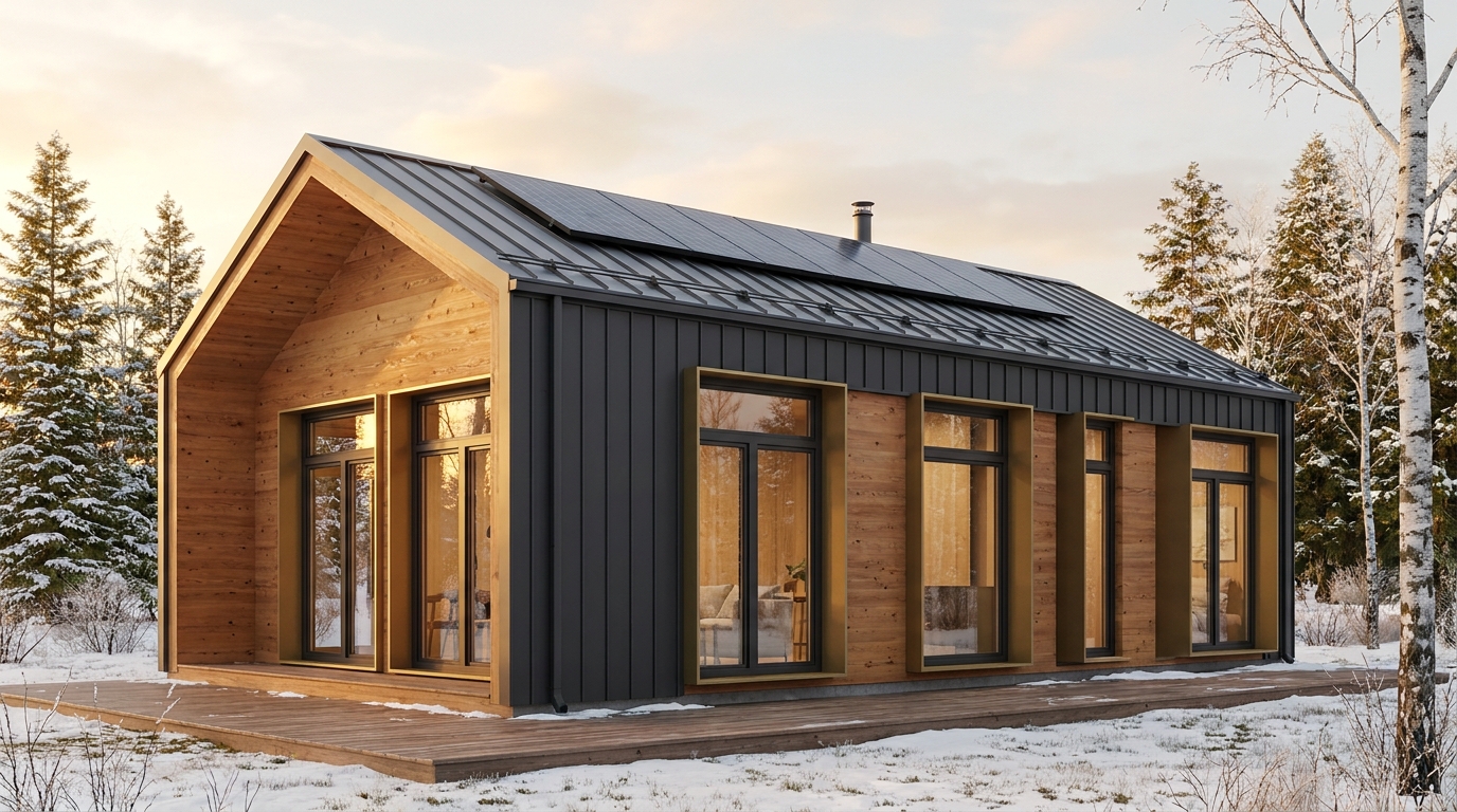 東の巣 外観 — AI render based on BIM specs