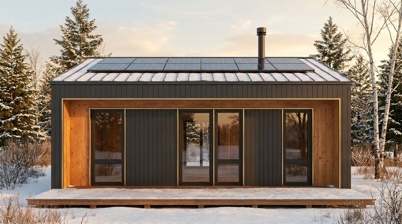 雪の家 外観 — AI render based on BIM specs