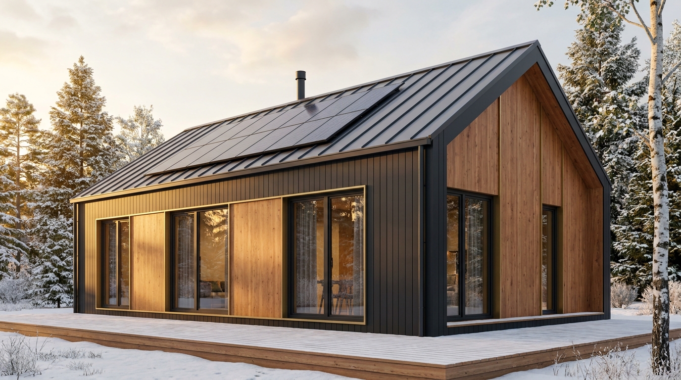 雪の里 外観 — AI render based on BIM specs