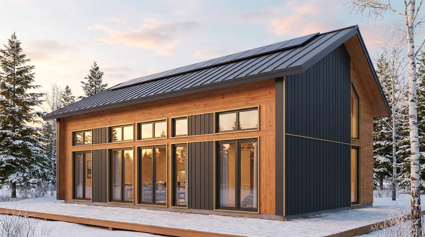 風の巣 外観 — AI render based on BIM specs