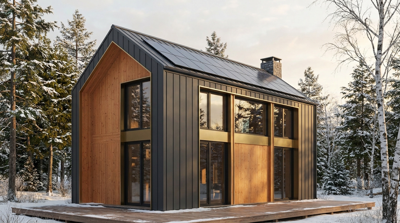 森の家 外観 — AI render based on BIM specs