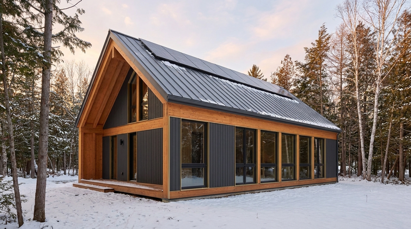 雪の杜 外観 — AI render based on BIM specs