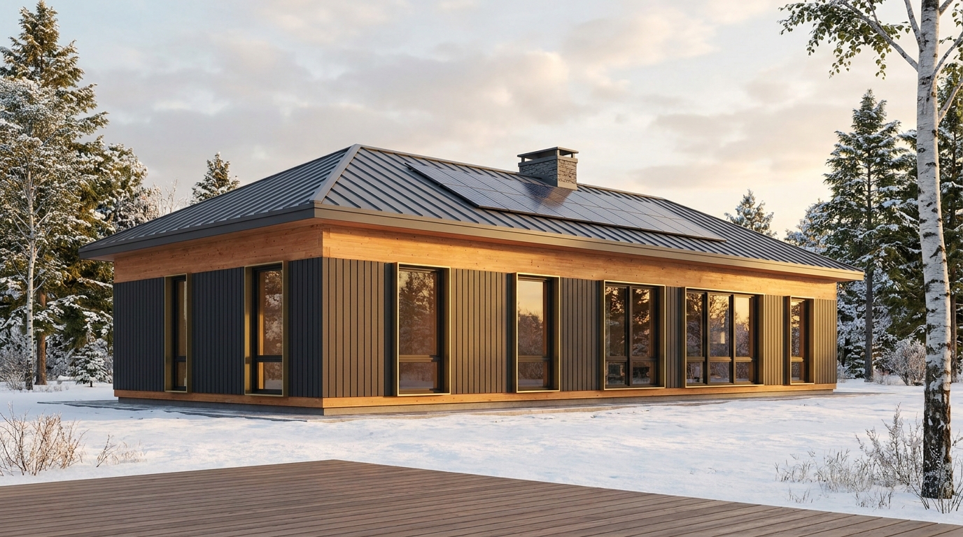 湖の里 外観 — AI render based on BIM specs