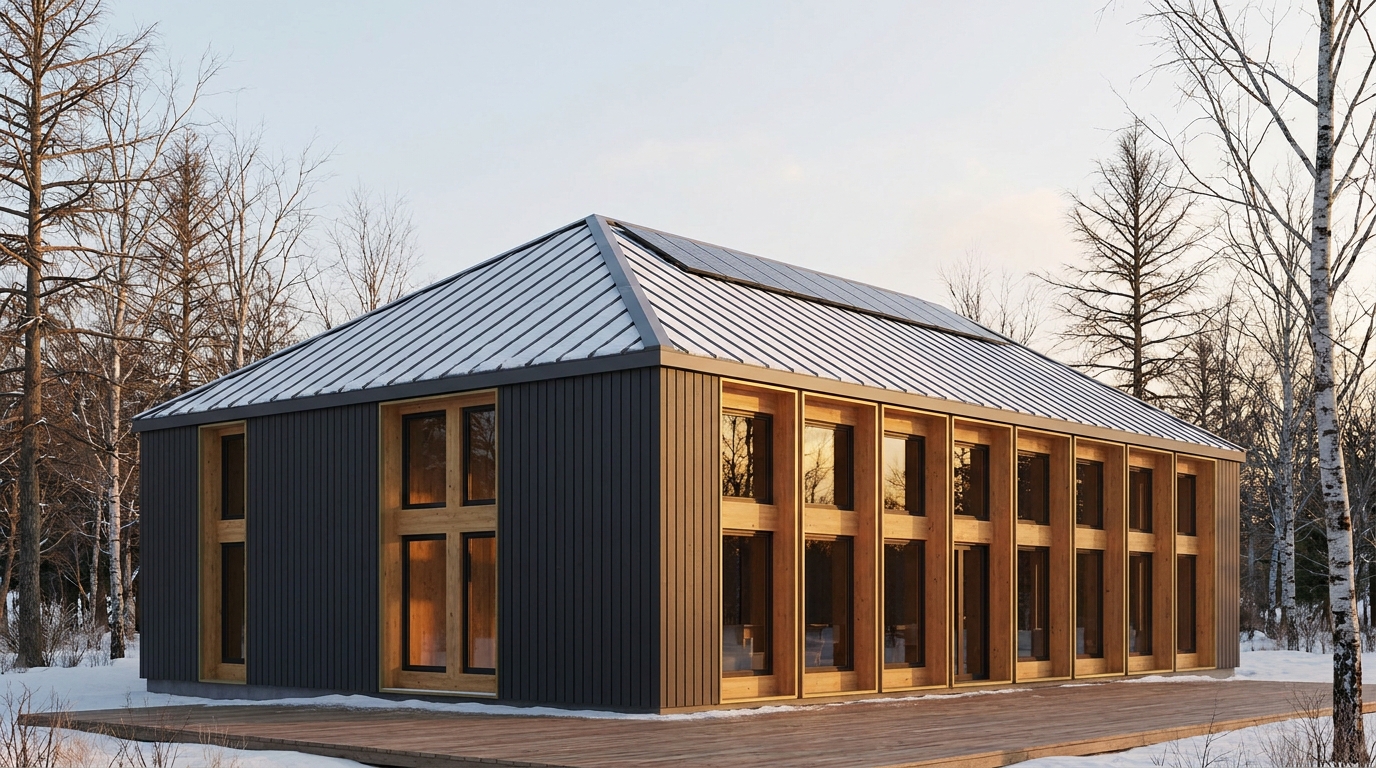 雪の蔵 外観 — AI render based on BIM specs