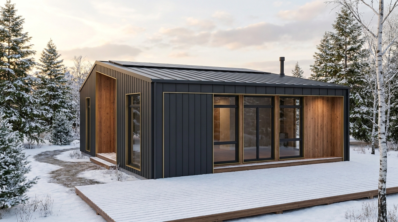 陽の小屋 外観 — AI render based on BIM specs