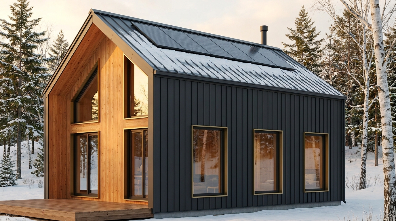星の小屋 外観 — AI render based on BIM specs