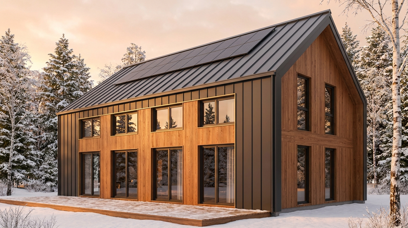 北の蔵 外観 — AI render based on BIM specs