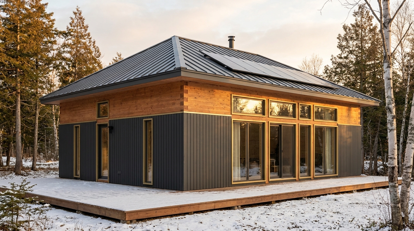 月の小屋 外観 — AI render based on BIM specs