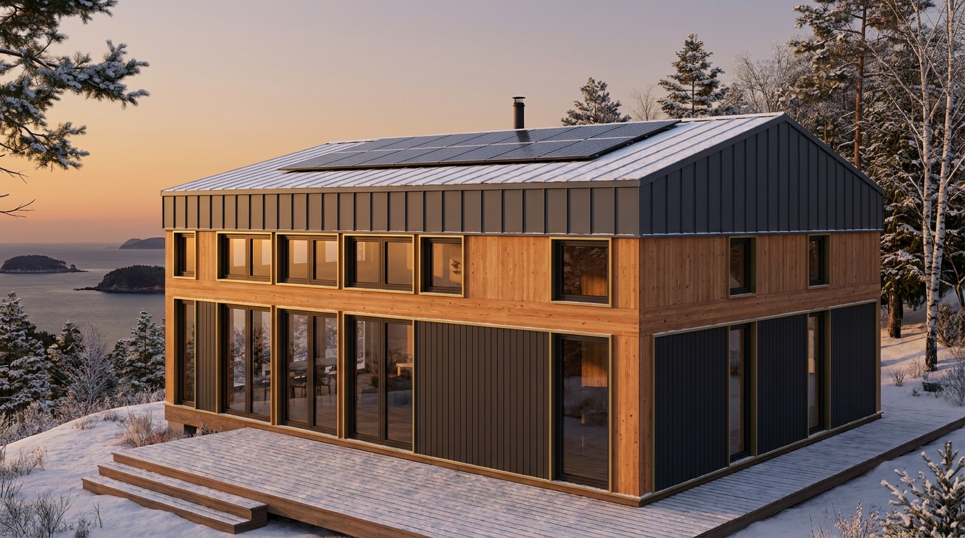 東の庵 外観 — AI render based on BIM specs