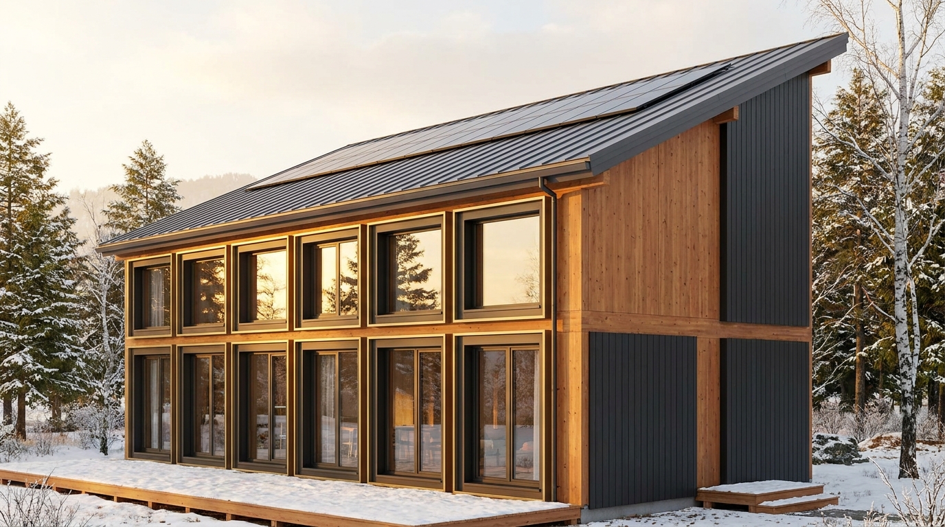 西の庵 外観 — AI render based on BIM specs