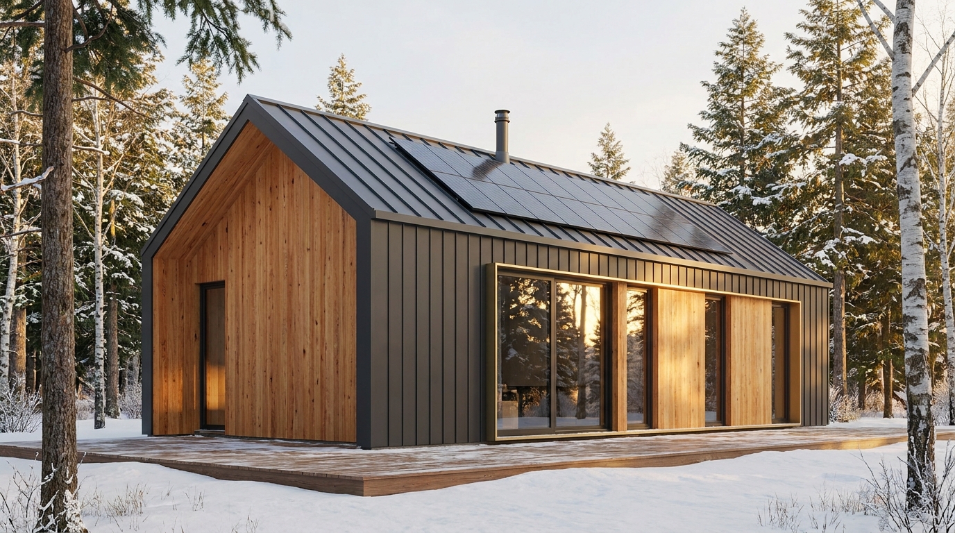 雪の砦 外観 — AI render based on BIM specs