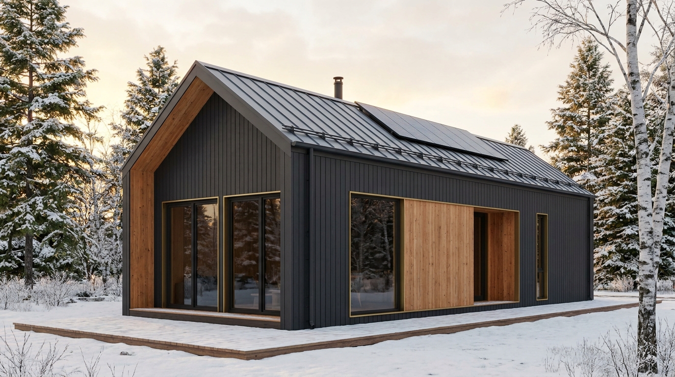 北の砦 外観 — AI render based on BIM specs