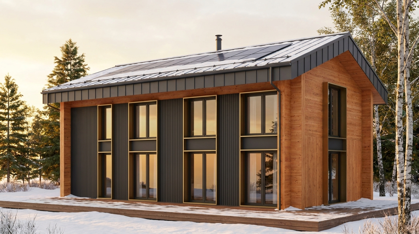 湖の砦 外観 — AI render based on BIM specs
