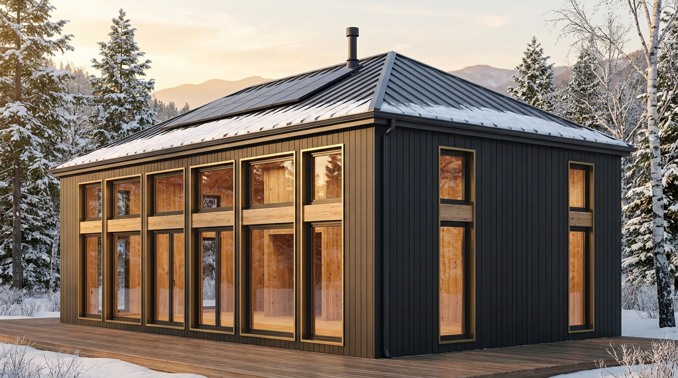 湖の巣 外観 — AI render based on BIM specs
